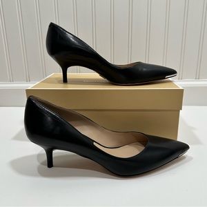 Michael Kors Collection Trisha Leather Black Heels, Size 39 1/2